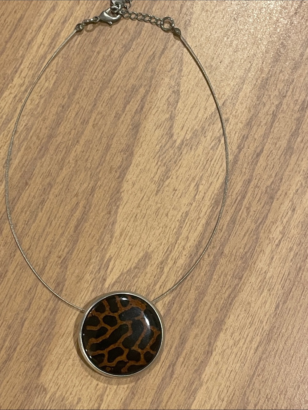 Brown Leopard Print Pendant Necklace - Women's Jewelry